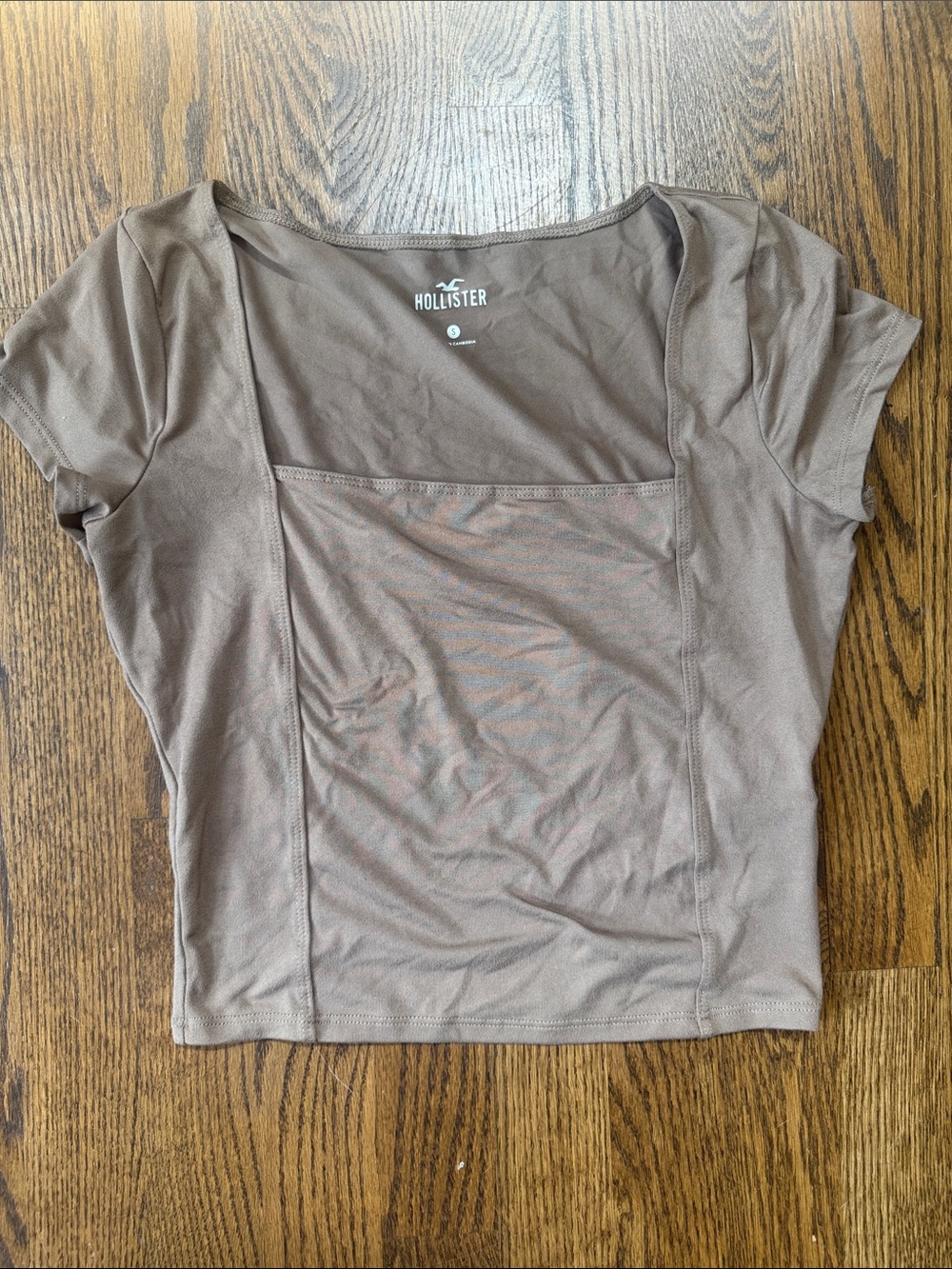 Hollister Women's Taupe Square-Neck Crop Top
